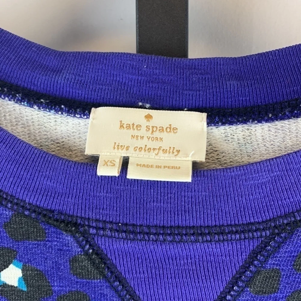 Kate Spade CYBER Cheetah Tokyo Sweatshirt 100% Cotton Purple Size XS Preppy